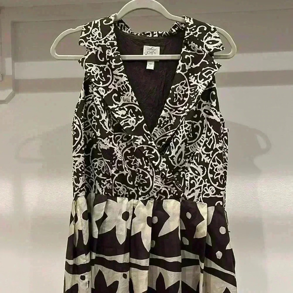 Women’s Brown and Cream Silk Sleeveless Dress Size: 14 - Picture 1 of 5